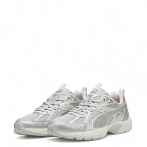 Silver and White Athletic Sneakers